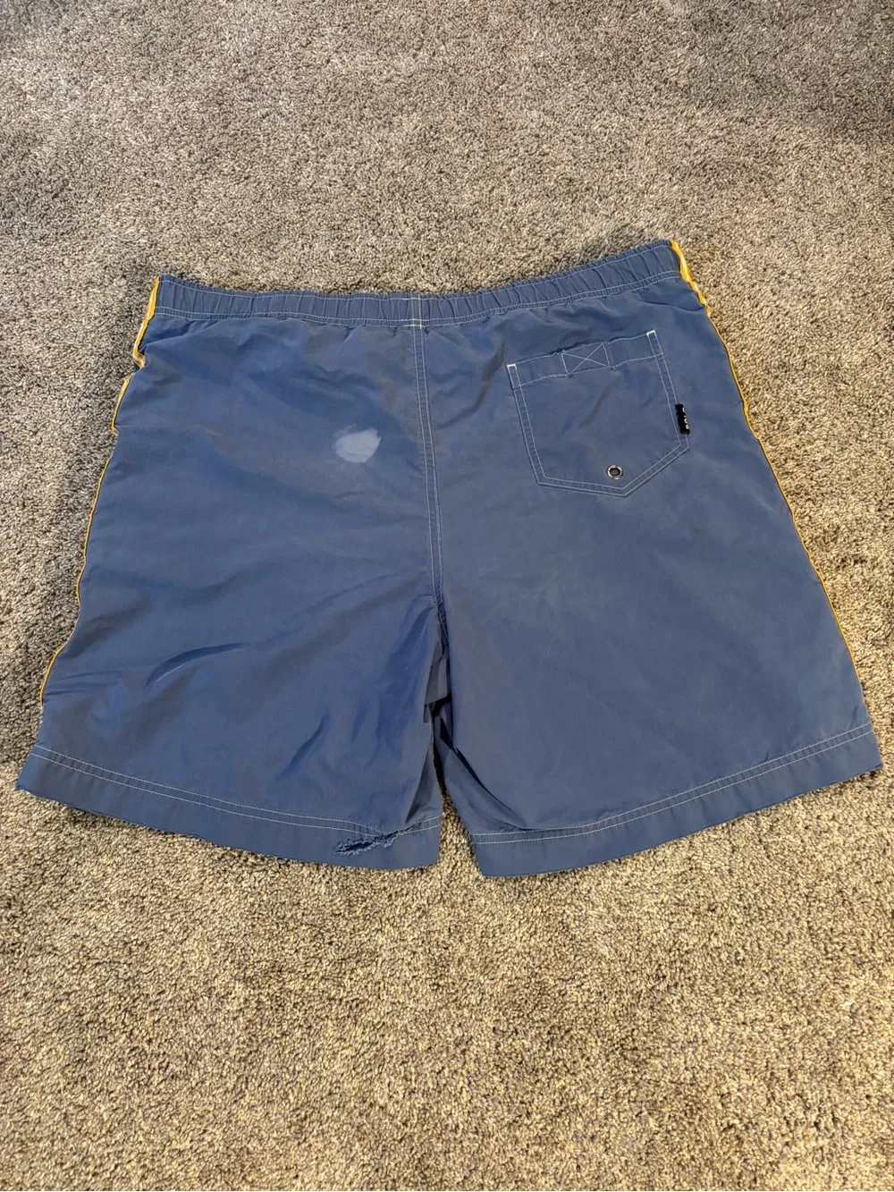 Vintage Polo Sport Ralph Lauren Swim Trunks Striped Blue Yellow Drawstring Large